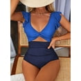 thumbnail image 1 of Charmo Ruffled One Piece Swimsuit for Women High Cut Bathing Suits Backless Monokini Swimwear, 1 of 5