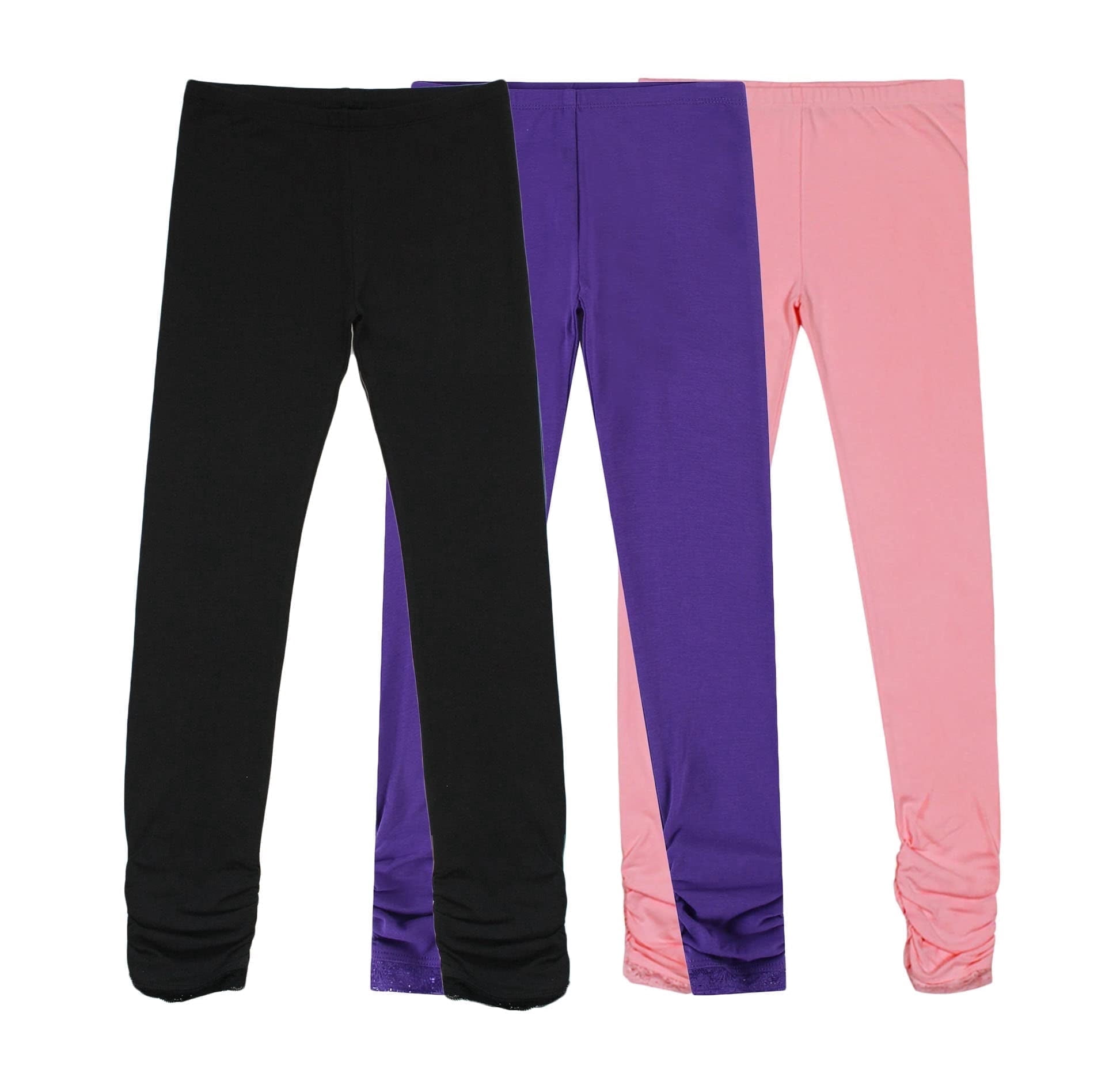 Bienzoe Lot de 3 Leggings d'Uniforme Scolaire Extensibles en Coton pour Fille - g 8