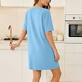 thumbnail image 4 of ShomPort Robe T-Shirt d'Été pour Femme Décontractée à Manches Courtes, Col Rond, Basique, Ample, Mini, avec Poches, 4 of 6