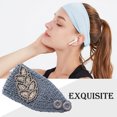 thumbnail image 5 of fastboy Crochet Headbands Winter Leaves Pattern with Rhinestones Elastic Head Protector Wide Warm Chunky Hair Accessories for Girls Dark Gray, 5 of 5