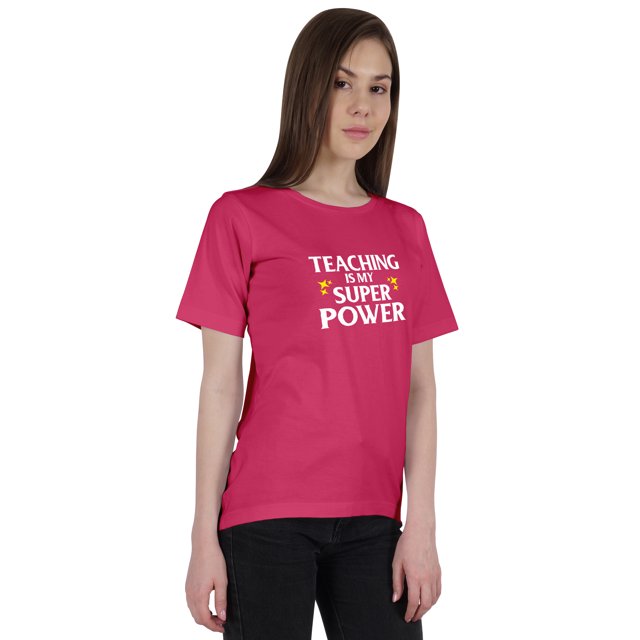 Inkmeso T-Shirt à Encolure Dégagée pour Femmes « Teaching Is My Super Power » Citation Graphique d'Enseignante