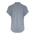 thumbnail image 3 of 2025 Women Spring Summer Clothing Rayon Tops for Women Solid Button Back Ruffled Ladies T Shirt Tops Trim Blouse Casual Short T Shirt Women V Neck Sleeve Blouse, 3 of 4