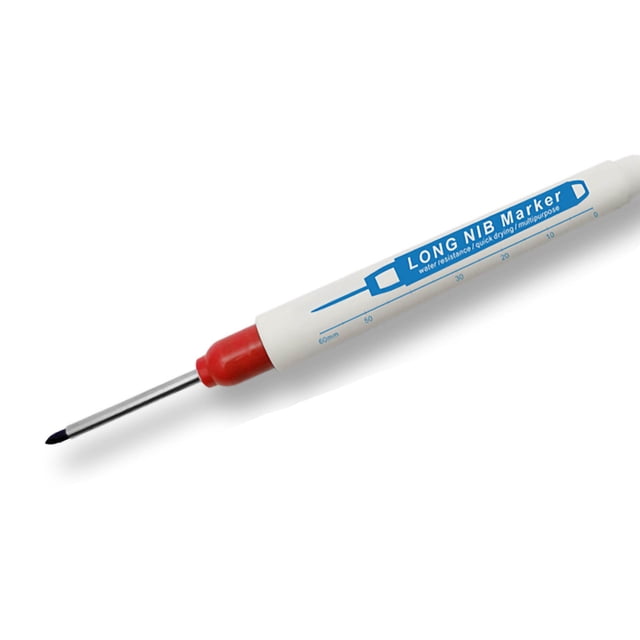 Long Nib Marking Pen Deep Hole Marker Deep Reach Marker Waterproof Marker Pen Long Nib Marking Pen Multifunctional Waterproof Deep Hole 30mm Reach Marker For WoodworkingRed