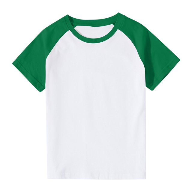 VKOYWKM T-Shirts pour Tout-Petits Garçons Filles à Blocs de Couleur Raglan Hauts Mignons Col Rond Manches Courtes T-Shirts Petites Filles Chemise de Rentrée