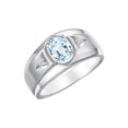 thumbnail image 3 of RYLOS Men's Rings Sterling Silver Classic 7X5MM Oval Gemstone & Diamond Ring Aquamarine March Birthstone Rings For Men, Men's Rings, Silver Rings, Size 9, 3 of 7