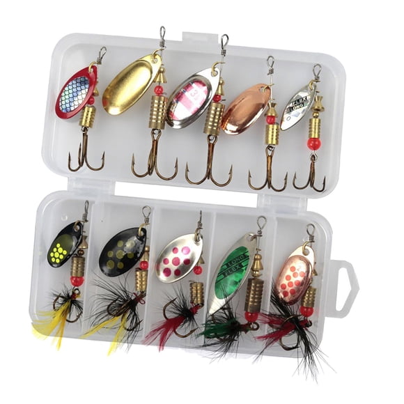 10 Pcs Leurre Artificiel spinnerbait, Appât de Pêche Divers Leurres en Carbure Style en Ligne A