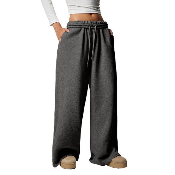 zbxnLI Womens Wide Leg Baggy Sweatpants Elastic Wasited Drawstring Sweatpant Casual Lounge Trousers with Pockets Sport Clothes