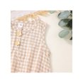 thumbnail image 4 of Faithtur Bébé Filles d'Été Plaid Kaki Sans Manches Col Rond Bouton Casual Playsuit, 4 of 8