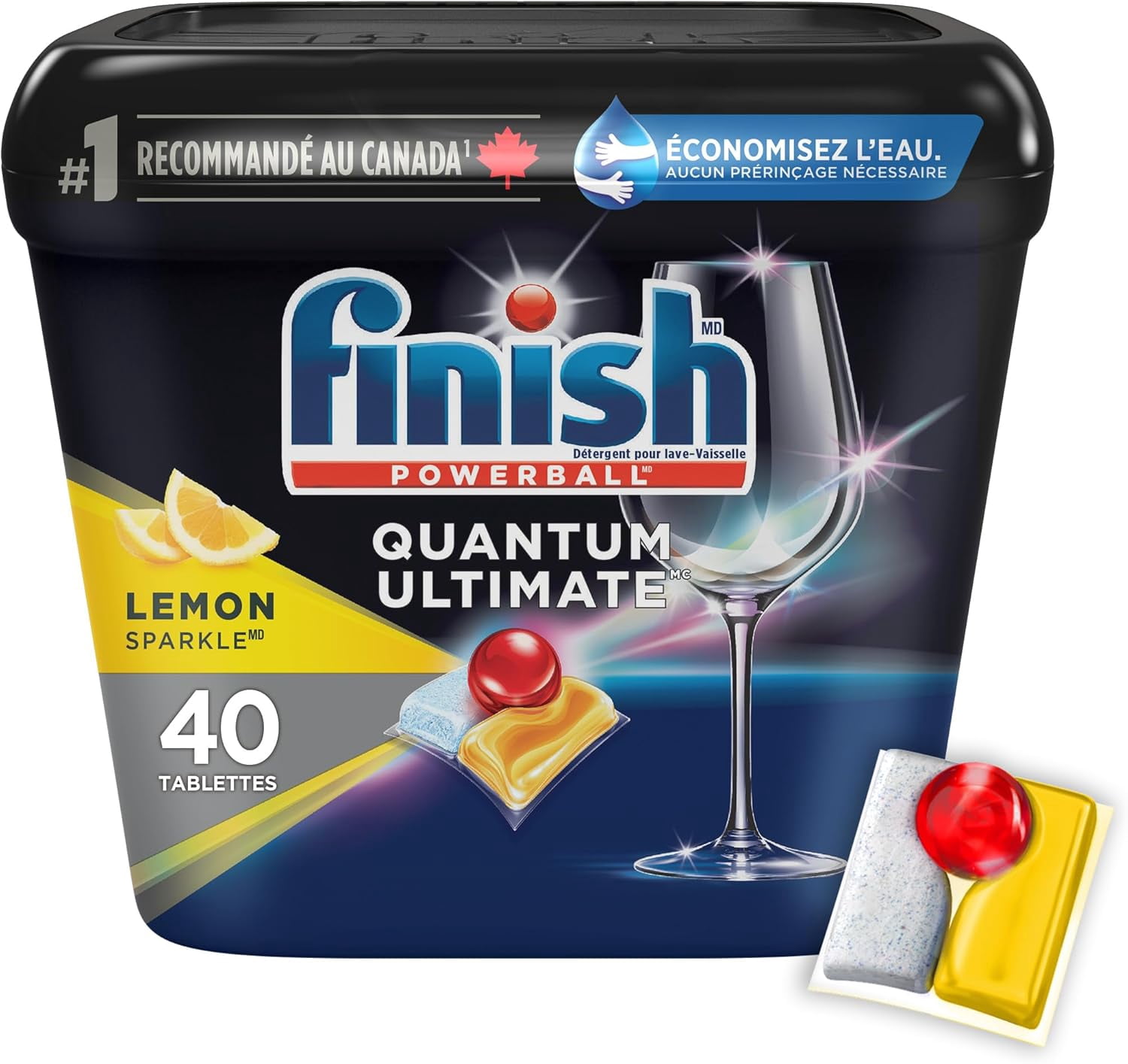Finish Quantum Ultimate Lessive Lave-Vaisselle Citron, 40 Comprimés