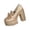 Gold Leather Shoes for Women, variant on Hopeusnice Women's Leather Shoes Non-Slip Breathable Trendy Soft Pumps Shoes Thick-Soled Platform Heel PU Materials Summer And Fall Shoes Round Toe Moisture-Wicking Walking Shoes Beige 43