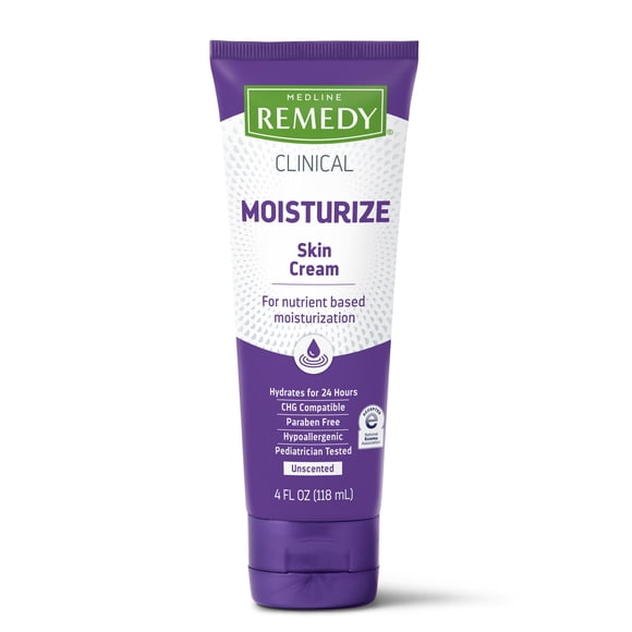 Medline Remedy Crème Hydratante Clinique pour la Peau, Sans Parfum (4 fl oz), 12 Unités Nourrissante pour Peau Sèche, Crème Hydratante Sans Parabènes Ni Sulfates pour le Visage et le Corps, Lot