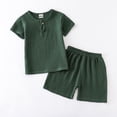 thumbnail image 1 of Ensemble d'Été pour Garçons en Mélange de Lin Doux, T-Shirt à Manches Courtes et Shorts Confortables, 1 of 3