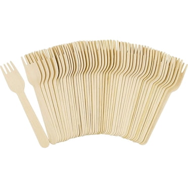 Zhuge Disposable Wooden Forks - 200 Piece - 6" Length Eco Friendly Biodegradable Compostable Wooden Cutlery Set Wooden Utensils