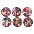 thumbnail image 1 of Christmas 8" Round Ceramic Trivet Pets With Gifts  - Set of 6, 1 of 4