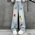 thumbnail image 2 of Girls' Straight Wide Leg Jeans | Comfy Stretch Denim Pants for Ages 5-15, 2 of 8
