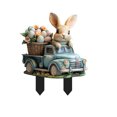 thumbnail image 1 of Easter Decorations for Home Driving Bunny 2D Flat Acrylic Ground Insert, Waterproof Wear-Resistant Yard Sign, 1 of 8