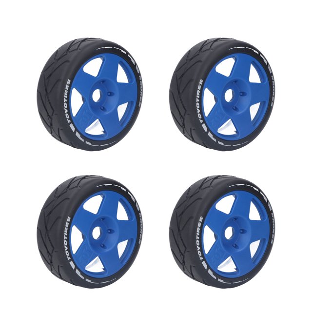 4 Pcs Pneu, Roues RC 1/8 GT Adhérence Forte Pneus de Course sur Route Usure sur Roues de Route avec Adaptateur 17 mm