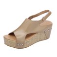 thumbnail image 2 of Dvkptbk Sandales Femmes Femmes Été Bout Rond Dames Sandales de Plage Boho Décontractées Chaussures Compensées Chaussures Femmes, 2 of 9