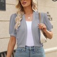 thumbnail image 2 of Kcodviy Women Puff Sleeve Bolero Short Sleeve Cardigans for Women Summer Open Front Summer Cropped Oversized Cardigan for Women Sheer Jackets Cardigan, 2 of 8