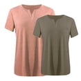 thumbnail image 3 of Babysbule T-Shirt Surdimensionné à Col en V pour Femmes 2 Pcs, Doux, Confortable, Blouse Décontractée, Haut d'Été Mode, Polyester, 3 of 3