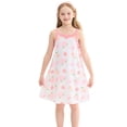 thumbnail image 1 of Robe d'Été pour Tout-Petites Filles Sans Manches à Bretelles Spaghetti Robe Soleil pour Enfants Fille à Imprimé Floral Robe de Danse Fête Vêtements 6-7 Ans, 1 of 2