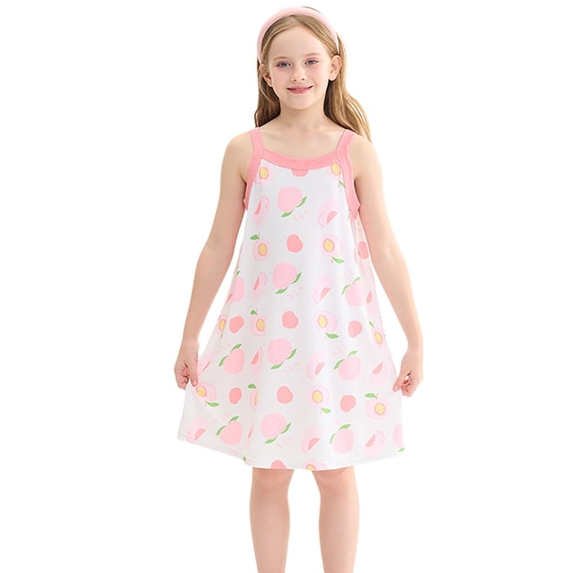 Robe d'Été pour Tout-Petites Filles Sans Manches à Bretelles Spaghetti Robe Soleil pour Enfants Fille à Imprimé Floral Robe de Danse Fête Vêtements 6-7 Ans