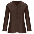 thumbnail image 4 of Timegard Plus Size Tops for Women Cotton Linen V Neck Button Long Sleeve Shirts Blouse Fall Loose, 4 of 6