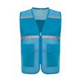thumbnail image 1 of RUNQHUI Men Women Zipper High Visibility Reflective Safety Vest Construction Work Mesh Fabric Work Clothes Lake Blue 185, 1 of 5