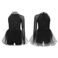 thumbnail image 3 of TTAO Robe Justaucorps de Danse Jazz à Sequins pour Filles, Manches Longues, avec Strass, Tutu de Danse Ballet, Noir 12, 3 of 4