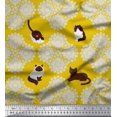 thumbnail image 1 of Soimoi Tissu Poly Georgette Imprimé Floral & Chat au Mètre 42 Pouces de Large, 1 of 3