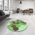 thumbnail image 4 of Ahgly Company Tapis de Zone Rond d'Intérieur Lavable à la Machine, Style Transitionnel, Vert Olive Terne, 5 Pieds Rond, 4 of 7