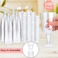 thumbnail image 2 of 100 Pcs Plastic Wine Glasses with Stem 6oz Plastic Wine Cups for Parties Disposable Stackable, Wedding Picnics(Simple Style,Clear), 2 of 7