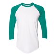 thumbnail image 1 of T-shirt Raglan à Manches Trois-Quarts 5050, XS, Blanc-Vert, 1 of 4