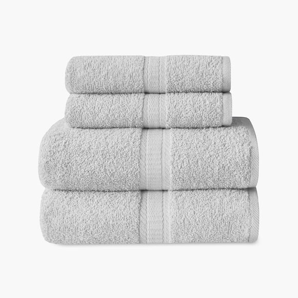 Ensemble de 4 pièces Mainstays Basics, 2 serviettes de bain, 2 serviettes à main, gris