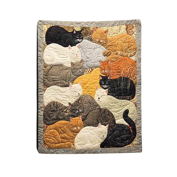 Rewenti Flocking Cats Sleeping Patterns Flannel Blanket