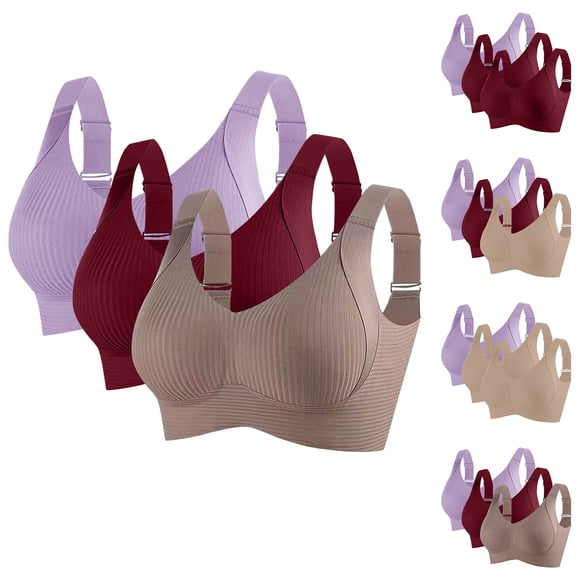 Oksale Womens Sports Bras Multipack Stretchy Breathable Adjustable Straps Everyday Bras Push Up Supportive Sport Bra for Fitness Workout Running Wine M