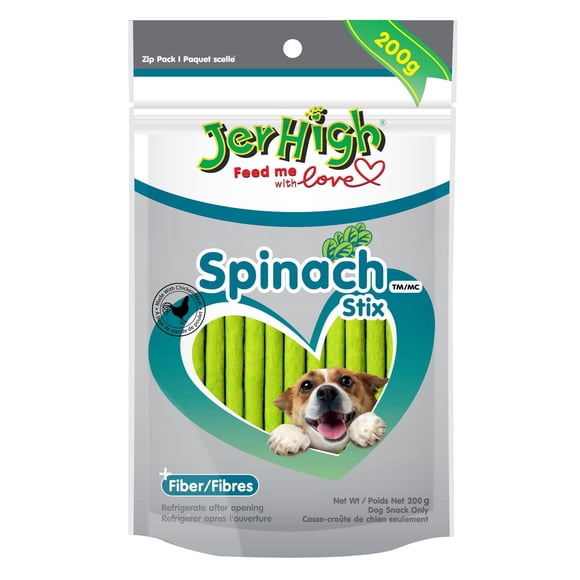 Casse-croûte sec aux épinards Stix de JerHigh pour chiens