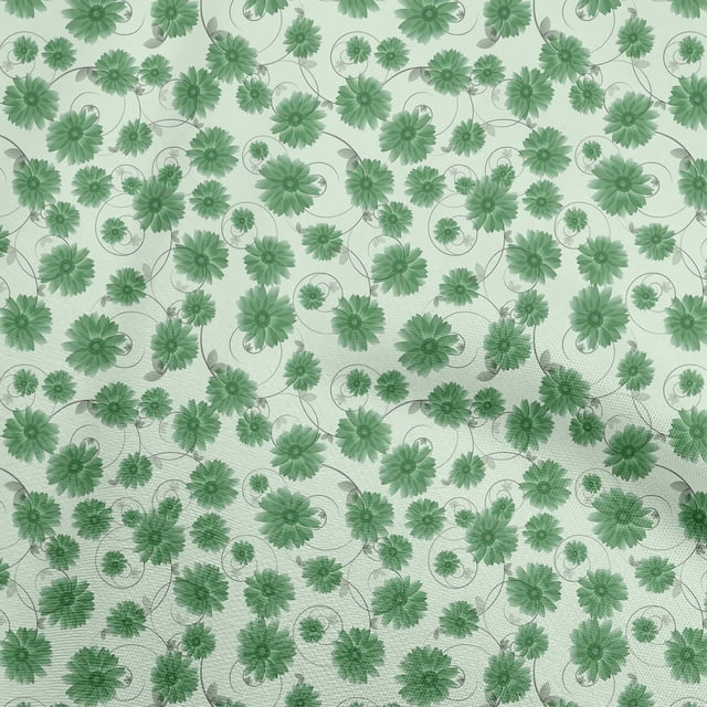 oneOone Cotton Poplin Green Fabric Florals Craft Projects Decor Fabric Printed By The Yard 56 Inch Wide