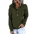 thumbnail image 1 of Timegard Hoodies for Women Button Long Sleeve Sweatshirts Pullover Fall Winter Loose Top with Pocket, 1 of 6