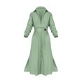 thumbnail image 1 of Liquidation à 50 % de Rabais! Robes pour Femmes, Robe Chemise Irrégulière à Taille Haute pour Femmes avec Boutons, Col à Revers, Col en V, Couleur Unie, Ceinture, Manches Longues, Vert m, 1 of 5