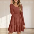 thumbnail image 2 of cfhntfmh Robe Chandail à Manches Longues pour Femmes Robe Mini en Tricot Doux à Manches Longues Décontractée d'Automne Col Rond Robe Moulante Côtelée, 2 of 6