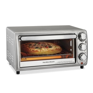 Hamilton Beach 4-Slice Toaster Oven with 5 Cooking Modes (Bake, Broil, Keep Warm Toast & Bagel) with Stay On & Auto Shutoff, 2 Rack Positions, 1100 W