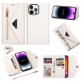 thumbnail image 1 of For iPhone 15 Pro Max Wallet Case,Women/Men A Multi-Card Slot Card Holder Premium Folio Flip Leather Protective Zipper Pocket Purse Wallet Case With Hand Strap and Shoulder Strap Case, 1 of 9