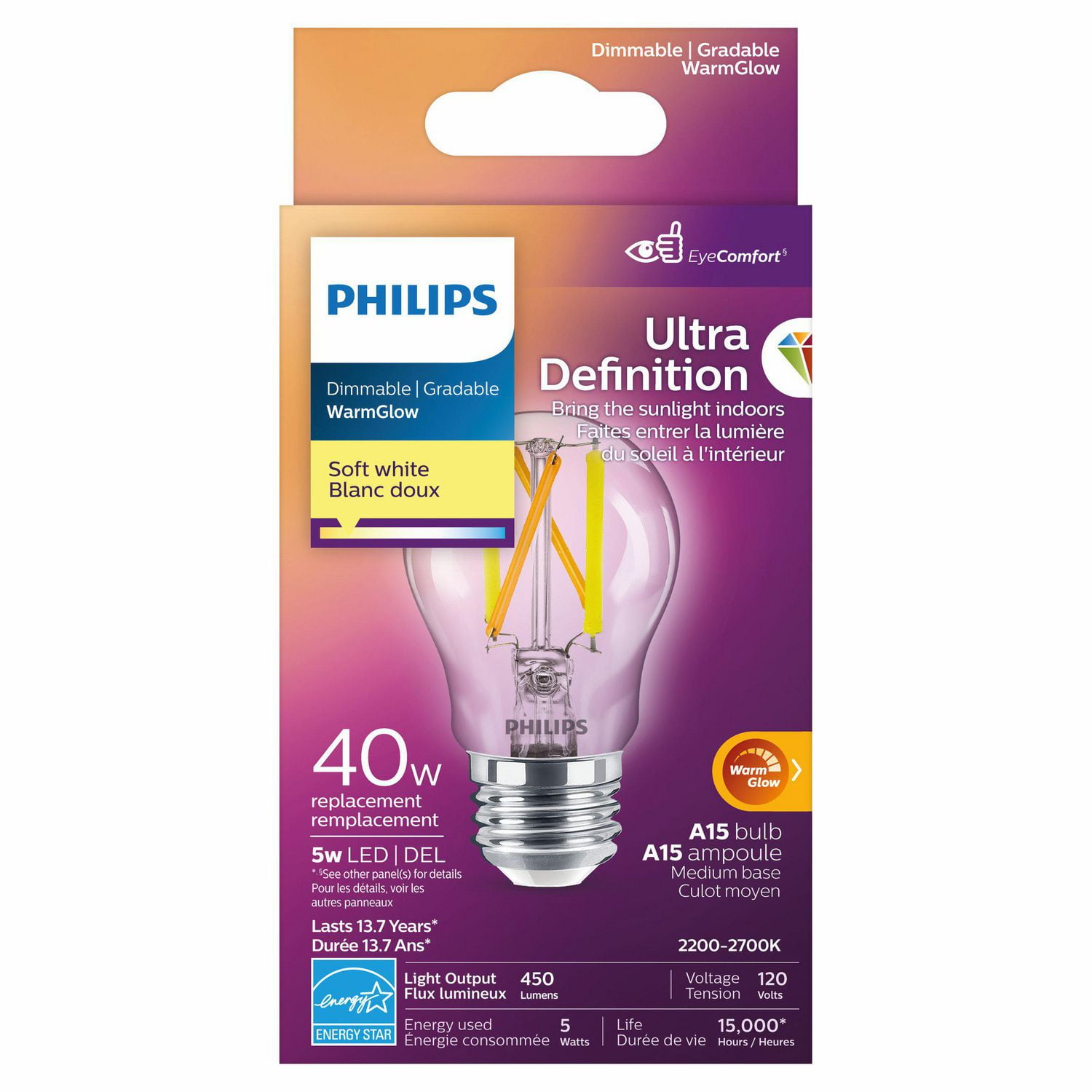 Philips LED Ultra Definition 40W A15 Soft White Glass Clear