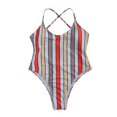 thumbnail image 2 of Women‘s Striped One-piece Swimsuit Color Blocking Sling Swimwear, 2 of 4