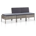 thumbnail image 1 of Ensemble de Salon de Jardin 3 Pcs avec Coussins en Rotin Poly Gris, 1 of 5
