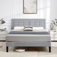 thumbnail image 1 of VECELO Queen Upholstered Platform Bed Frame with Button Tufted Adjustable Headboard, Sturdy Wood Slat Support, No Box Spring Needed, Light Gray, 1 of 1