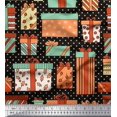 thumbnail image 1 of Soimoi Black Moss Georgette Fabric Dot & Gift Box Party Printed Fabric 1 Yard 42 Inch Wide, 1 of 3