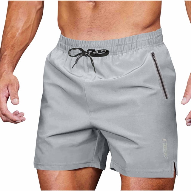 asjyhkr Mens Gym Shorts Quick Drying Zipper Pockets Workout Shorts Drawstring Elastic Waisted Athletic Shorts