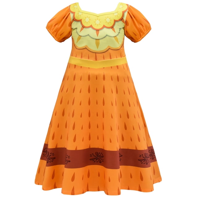 HAWEE Enfants Encanto Mirabel/Luisa Madrigal/Pepa Robe de Princesse Cosplay Filles Manches Courtes Costume